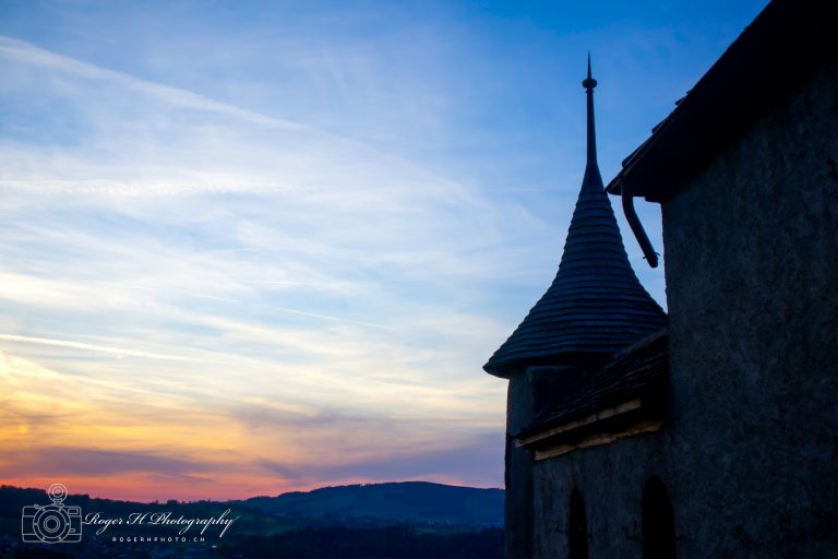 Sonnenuntergang Schloss Greyerz