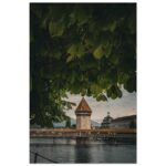 Kapellbrücke Poster Luzern mit Naturvordergrund
